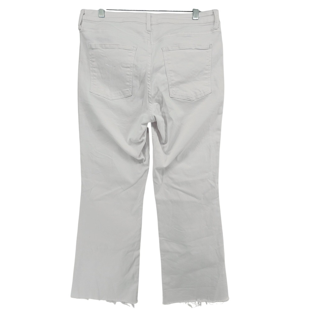 KUT from the Kloth 12 White Cropped Flare Jeans Raw Hem Boho Coastal Summer - Picture 3 of 12